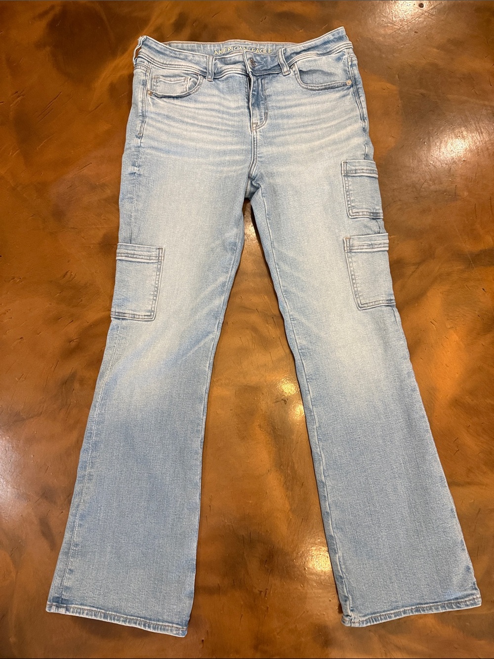 American Eagle Outfitters Light Blue Boot Cut Cargo Jeans